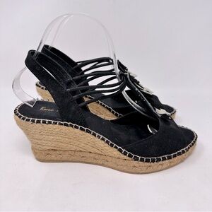 Black Espadrille Wedge Sandals - Women